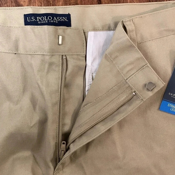 US POLO Straight Leg Pants Tan Khaki Twill Pants Straight Leg 42x32 New - Picture 5 of 9